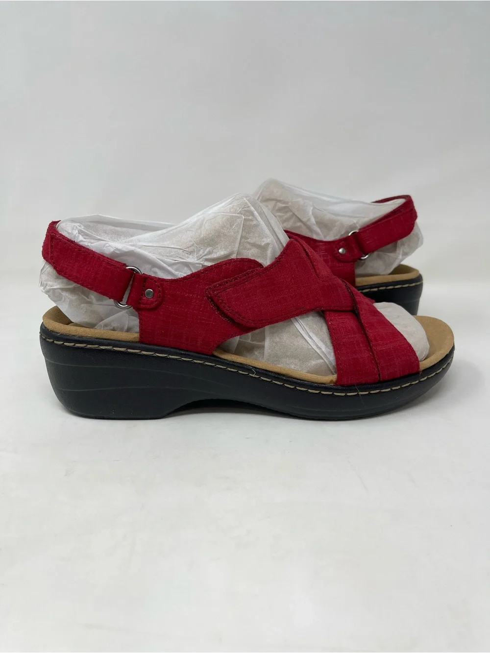 Clarks Collection Merliah Echo Red‎ Sandals Womens Size 8 New Comfort